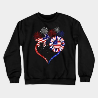 American Flag Goat And Sunflower Happy Independence Day Crewneck Sweatshirt